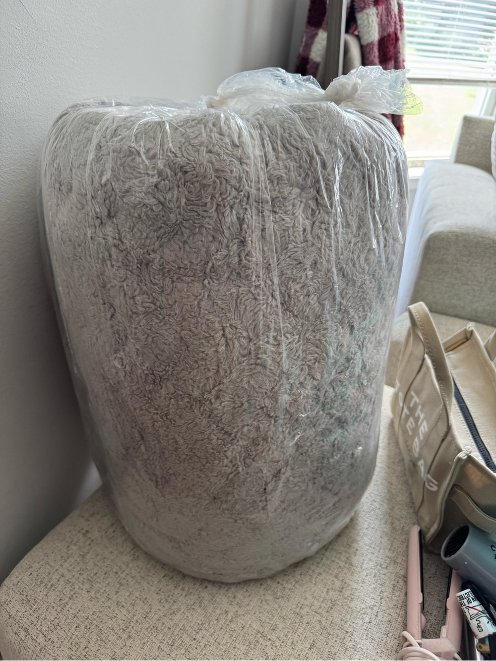 UGG Plush Gray Faux Fur Pouf Ottoman